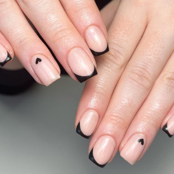 Girls Glamorous Black French Tip Nail Inspiration