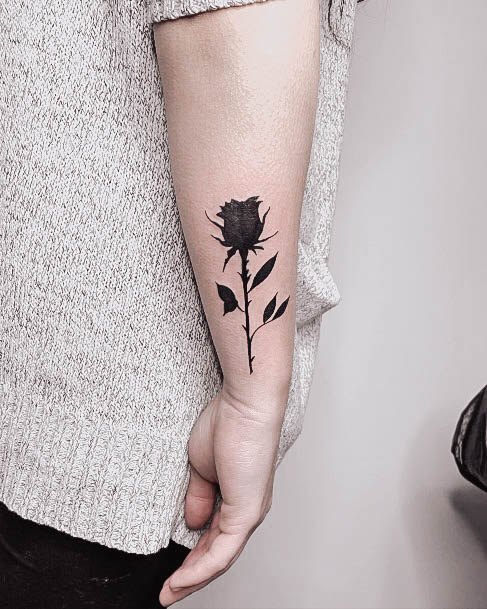 Girls Glamorous Black Rose Tattoo Inspiration