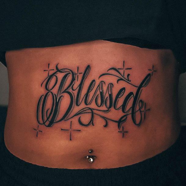 Girls Glamorous Blessed Tattoo Inspiration