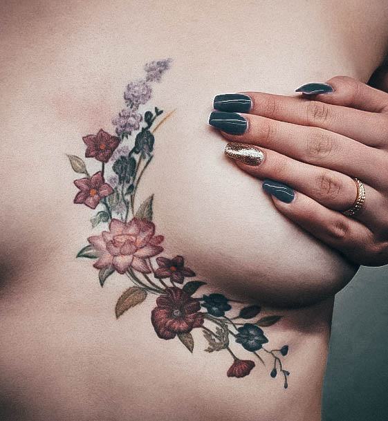 Girls Glamorous Boob Tattoo Inspiration