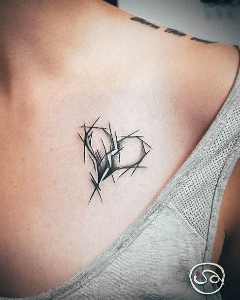 Girls Glamorous Broken Heart Tattoo Inspiration