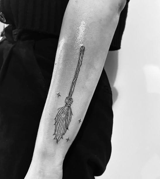 Girls Glamorous Broom Tattoo Inspiration