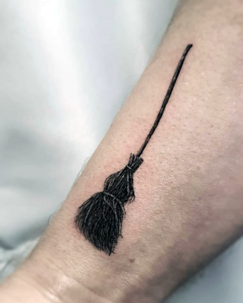 Girls Glamorous Broomstick Tattoo Inspiration