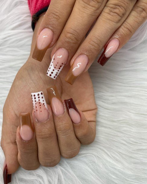 Girls Glamorous Brown French Tip Nail Inspiration