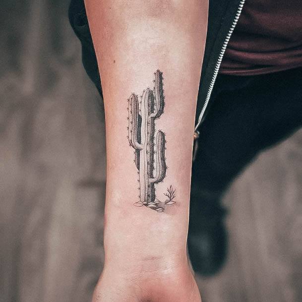 Girls Glamorous Cactus Tattoo Inspiration