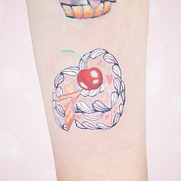 Girls Glamorous Cake Tattoo Inspiration