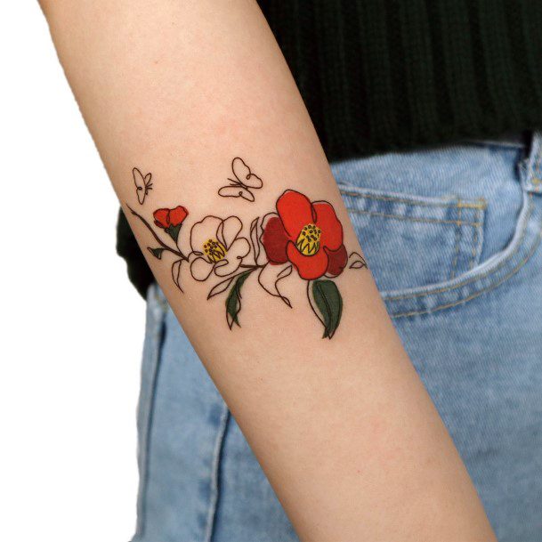 Girls Glamorous Camellia Tattoo Inspiration