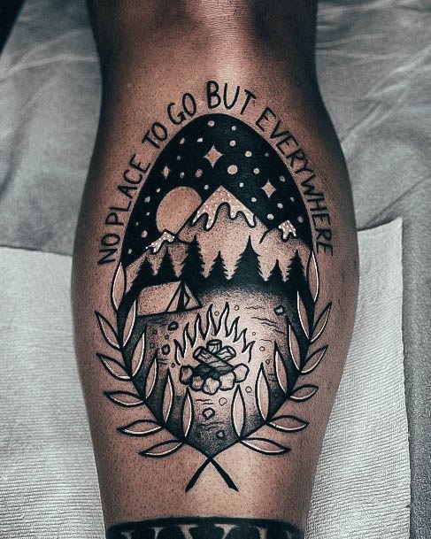 Girls Glamorous Camping Tattoo Inspiration