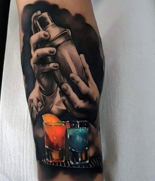 Girls Glamorous Cocktail Tattoo Inspiration