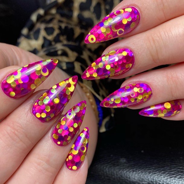 Girls Glamorous Confetti Nail Inspiration