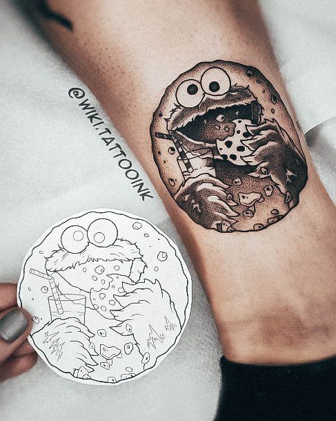 Girls Glamorous Cookie Monster Tattoo Inspiration