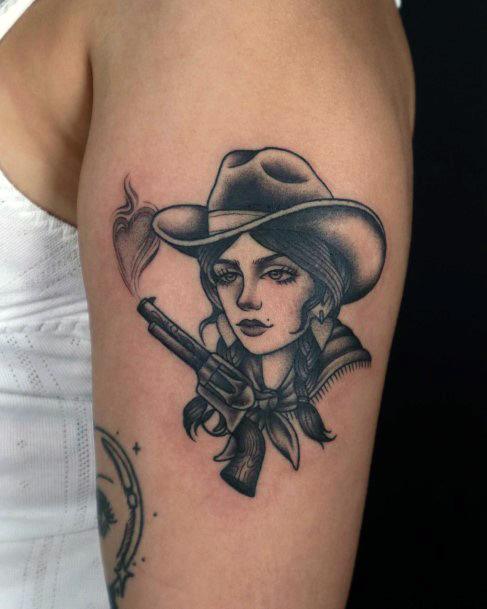 Girls Glamorous Cowgirl Tattoo Inspiration