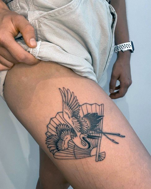 Girls Glamorous Crane Tattoo Inspiration