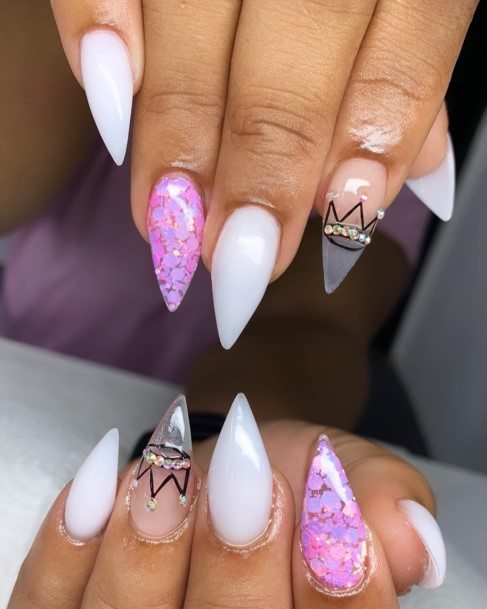 Girls Glamorous Crown Nail Inspiration