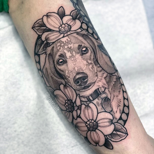 Girls Glamorous Dachshund Tattoo Inspiration