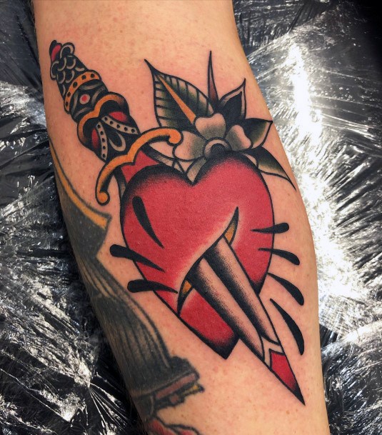 Girls Glamorous Dagger Heart Tattoo Inspiration