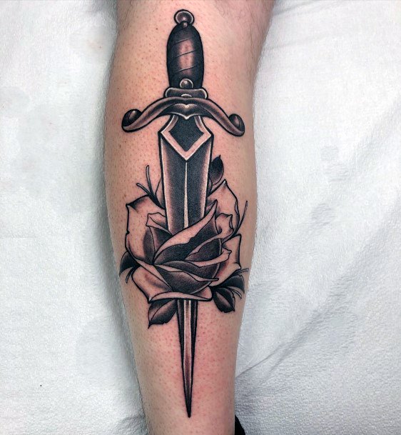 Girls Glamorous Dagger Rose Tattoo Inspiration