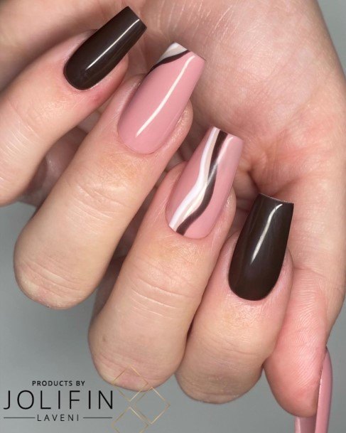 Girls Glamorous Dark Brown Nail Inspiration