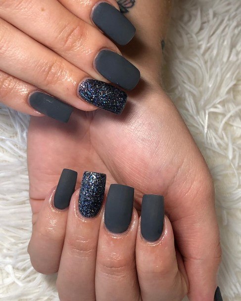 Girls Glamorous Dark Grey Nail Inspiration