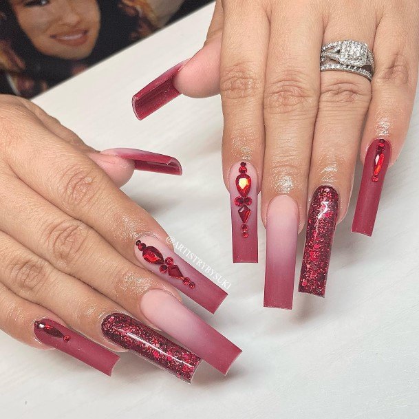 Girls Glamorous Dark Red Nail Inspiration