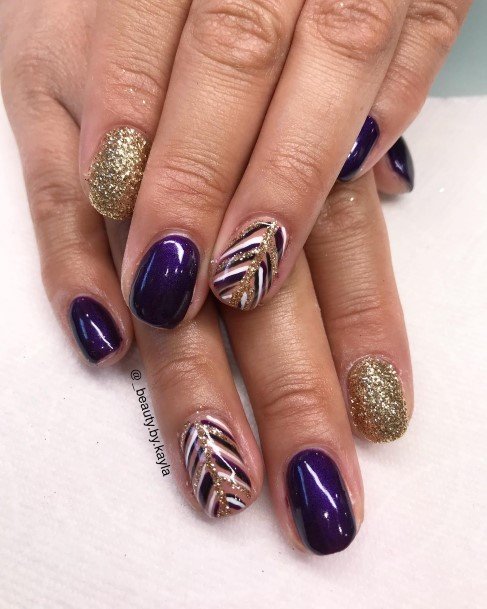 Girls Glamorous Deep Purple Nail Inspiration