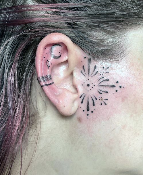 Girls Glamorous Ear Tattoo Inspiration