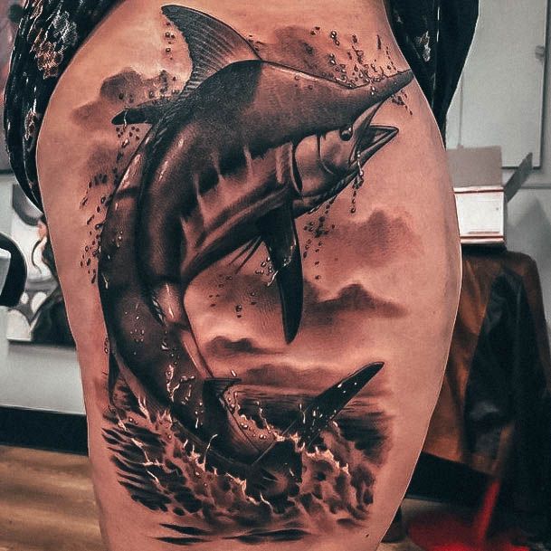 Girls Glamorous Fishing Tattoo Inspiration