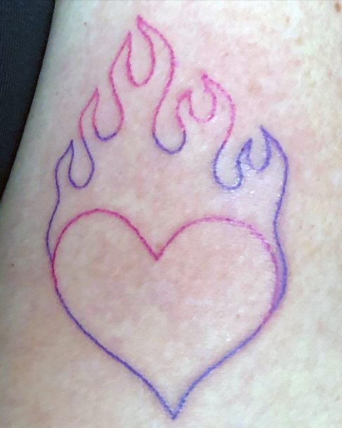 Girls Glamorous Flaming Heart Tattoo Inspiration