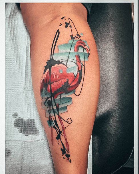 Girls Glamorous Flamingo Tattoo Inspiration