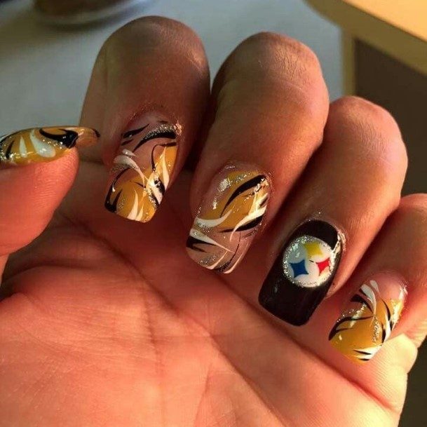 Girls Glamorous Football Nail Inspiration