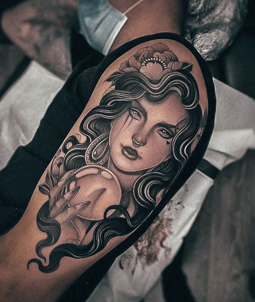 Girls Glamorous Fortune Teller Tattoo Inspiration