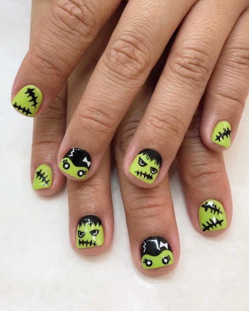 Girls Glamorous Frankenstein Nail Inspiration