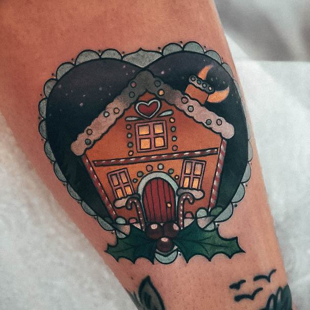 Girls Glamorous Gingerbread House Tattoo Inspiration Heart