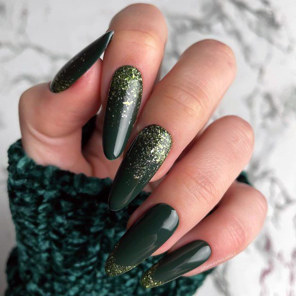 Girls Glamorous Green Dress Nail Inspiration