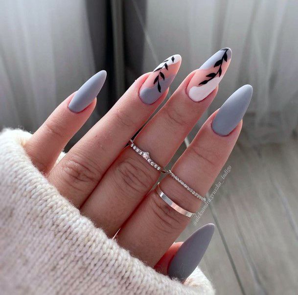 Girls Glamorous Grey Dress Nail Inspiration