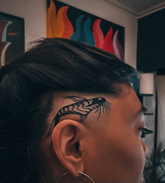 Girls Glamorous Head Tattoo Inspiration