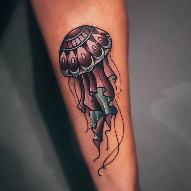 Girls Glamorous Jellyfish Tattoo Inspiration