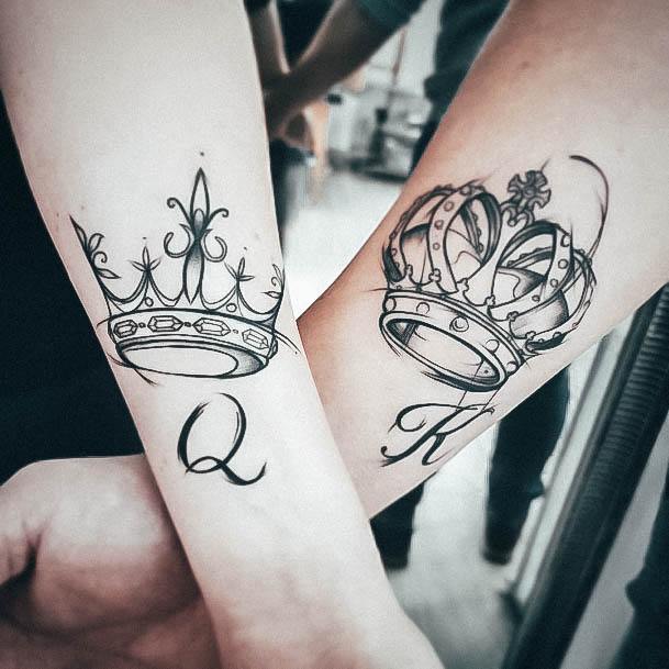 Girls Glamorous King And Queen Tattoo Inspiration