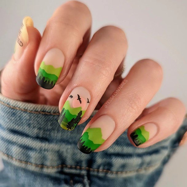 Girls Glamorous Landscape Nail Inspiration