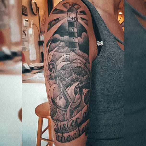 Girls Glamorous Lighthouse Tattoo Inspiration