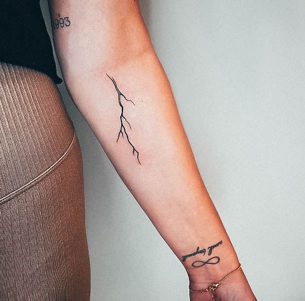 Girls Glamorous Lightning Bolt Tattoo Inspiration