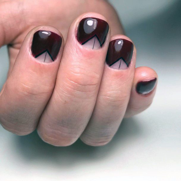 Girls Glamorous Maroon And Black Nail Inspiration