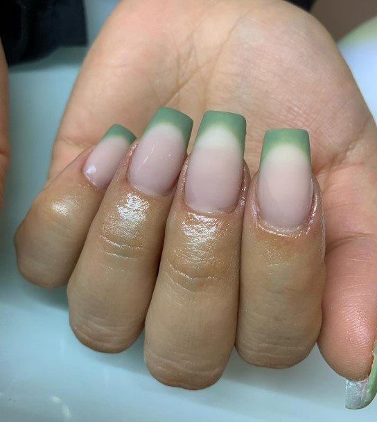 Girls Glamorous Matte Green Nail Inspiration