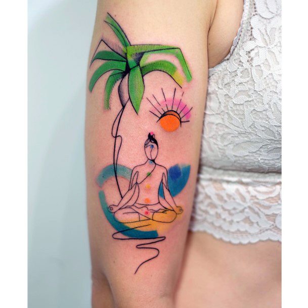 Girls Glamorous Meditation Tattoo Inspiration