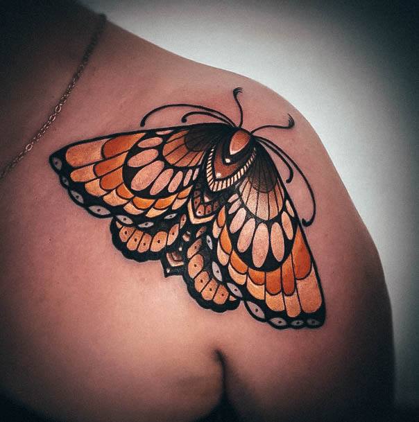 Girls Glamorous Moth Tattoo Inspiration