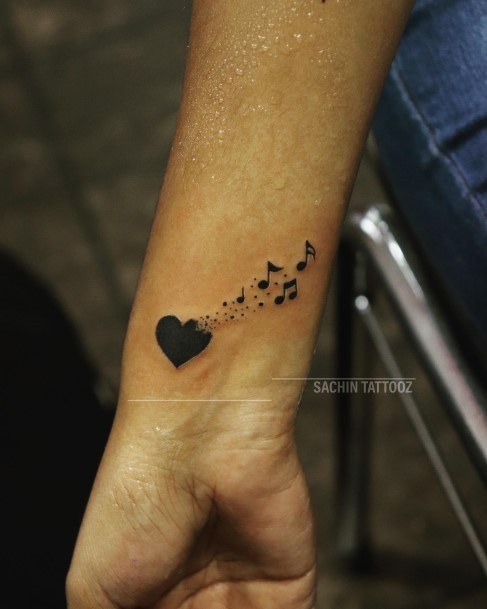 Girls Glamorous Music Note Tattoo Inspiration