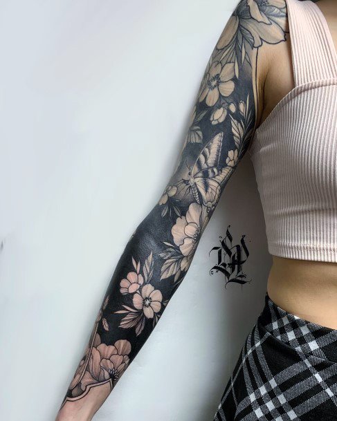 Girls Glamorous Negative Space Tattoo Inspiration