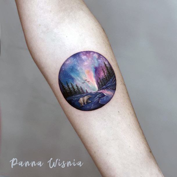 Girls Glamorous Northern Lights Tattoo Inspiration