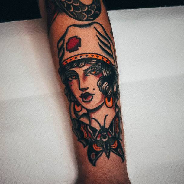 Girls Glamorous Nurse Tattoo Inspiration