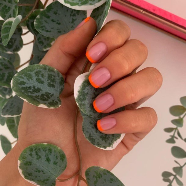 Girls Glamorous Orange French Tip Nail Inspiration